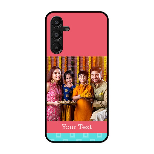 Galaxy M16 5G Custom Glass Phone Case - Peach and Blue Color Design Galaxy M16 5G Custom Glass Phone Case - Peach and Blue Color Design