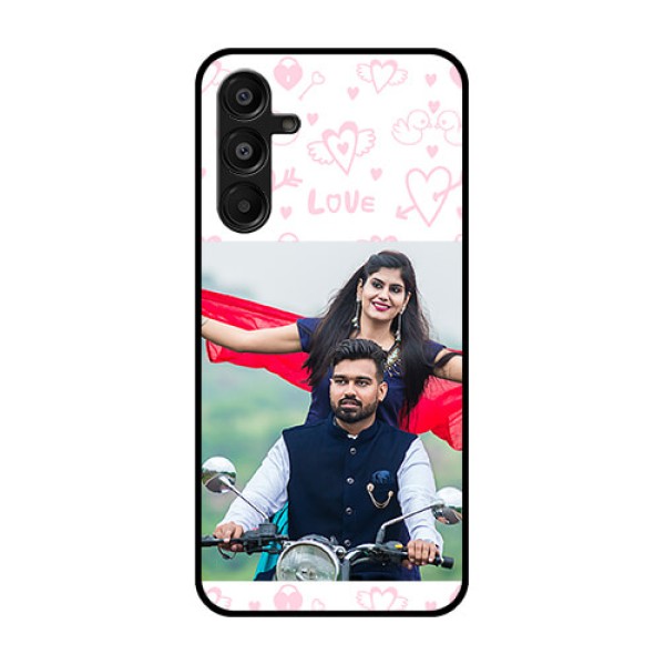 Galaxy M16 5G Custom Glass Phone Case - Pink Flying Heart Design