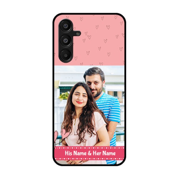 Galaxy M16 5G Custom Glass Phone Case - Love Design Peach Color Galaxy M16 5G Custom Glass Phone Case - Love Design Peach Color
