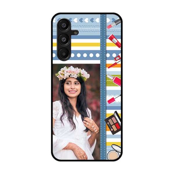 Galaxy M16 5G Custom Glass Phone Case - Makeup Icons Design