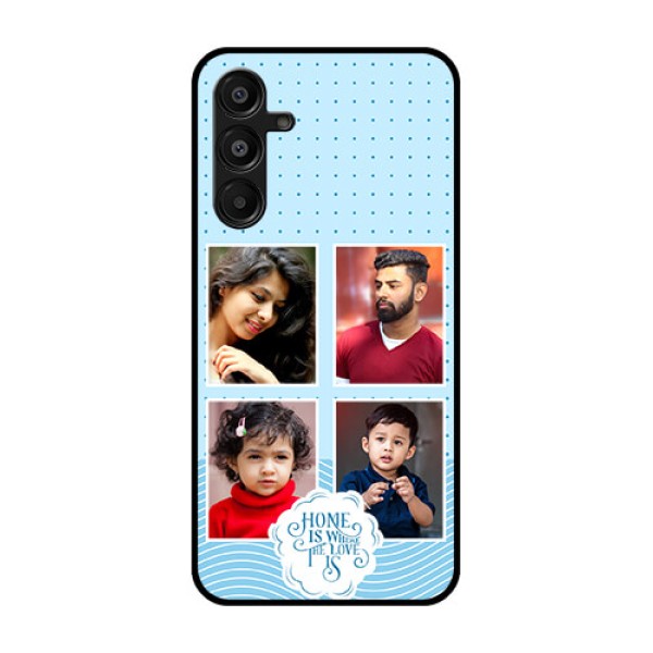 Galaxy M16 5G Custom Glass Phone Case - Cute Love Quote With 4 Pic Upload Design Galaxy M16 5G Custom Glass Phone Case - Cute Love Quote With 4 Pic Upload Design