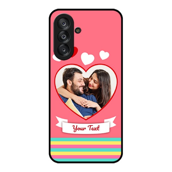 Samsung Galaxy M17 5G Custom Glass Phone Case - Love Shapes Doodle Design Samsung Galaxy M17 5G Custom Glass Phone Case - Love Shapes Doodle Design