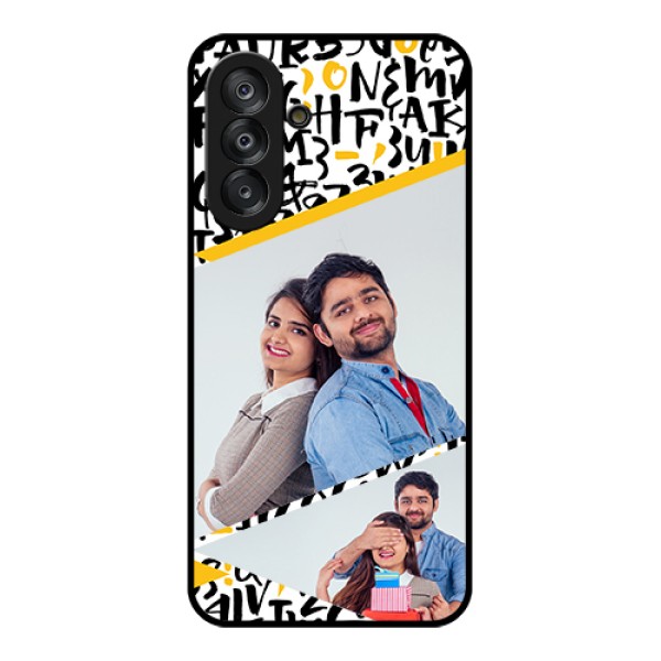 Samsung Galaxy M17 5G Custom Glass Phone Case - Letters Pattern Design Samsung Galaxy M17 5G Custom Glass Phone Case - Letters Pattern Design