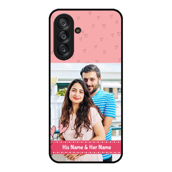 Samsung Galaxy M17 5G Custom Glass Phone Case - Love Design Peach Color Samsung Galaxy M17 5G Custom Glass Phone Case - Love Design Peach Color
