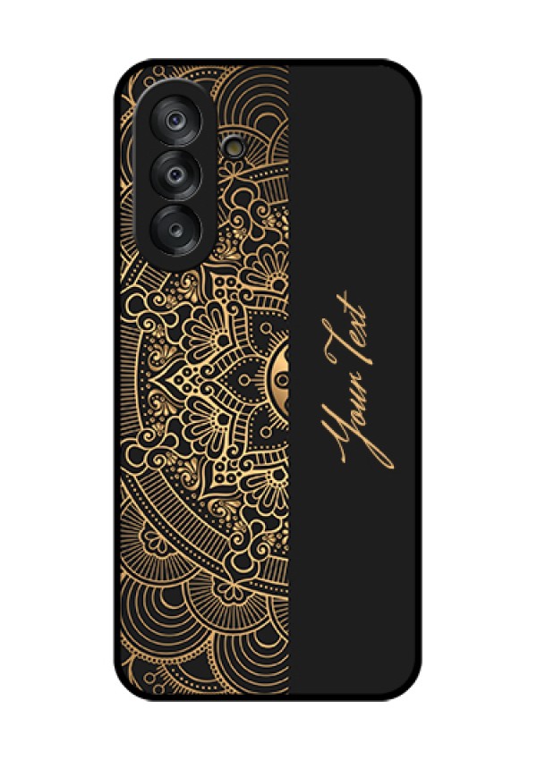 Samsung Galaxy M17 5G Custom Glass Phone Case - Mandala Art With Custom Text Design