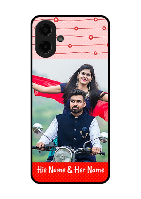 Samsung Galaxy M17e Custom Glass Phone Case - Red Pattern Case Design