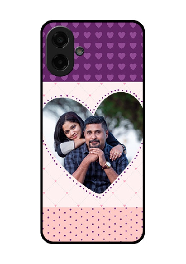 Samsung Galaxy M17e Custom Glass Phone Case - Violet Love Dots Design