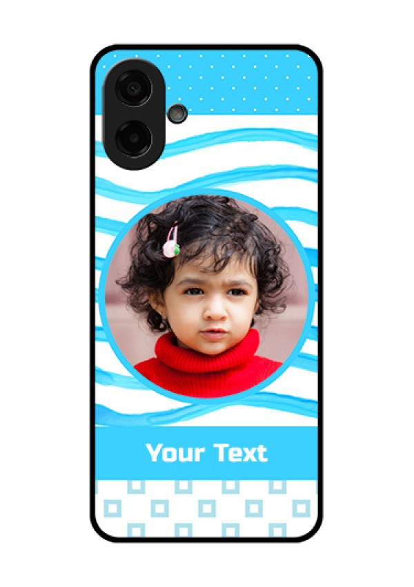 Samsung Galaxy M17e Custom Glass Phone Case - Simple Blue Case Design