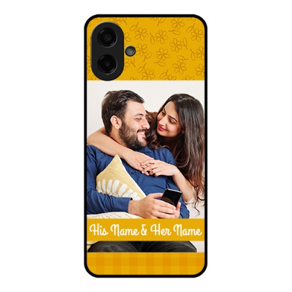 Samsung Galaxy M17e Custom Glass Phone Case - Yellow Floral Design Samsung Galaxy M17e Custom Glass Phone Case - Yellow Floral Design