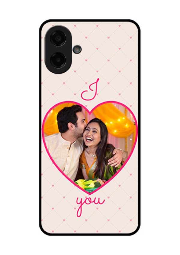 Samsung Galaxy M17e Custom Glass Phone Case - Heart Shape Design