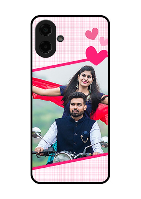 Samsung Galaxy M17e Custom Glass Phone Case - Love Shape Heart Design