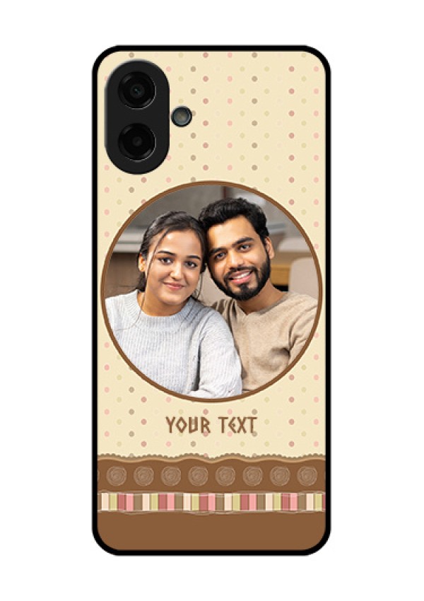 Samsung Galaxy M17e Custom Glass Phone Case - Brown Dotted Mobile Case Design