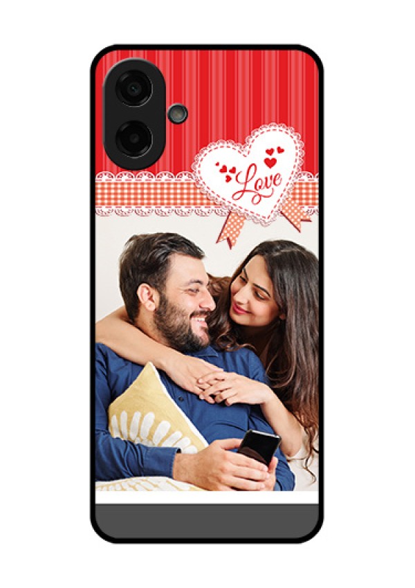 Samsung Galaxy M17e Custom Glass Phone Case - Red Love Pattern Design