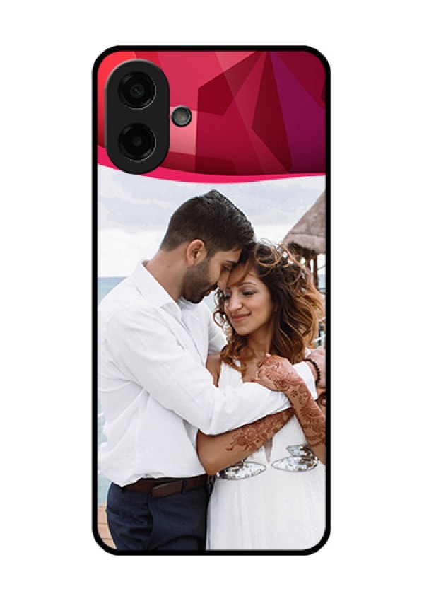 Samsung Galaxy M17e Custom Glass Phone Case - Red Abstract Design