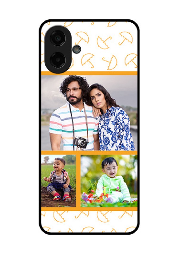 Samsung Galaxy M17e Custom Glass Phone Case - Yellow Pattern Design