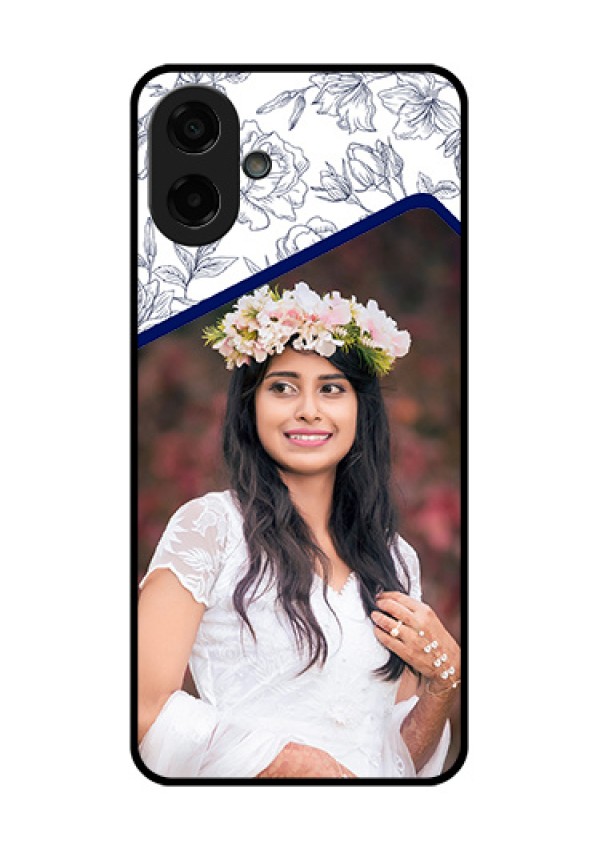 Samsung Galaxy M17e Custom Glass Phone Case - Classy Floral Design