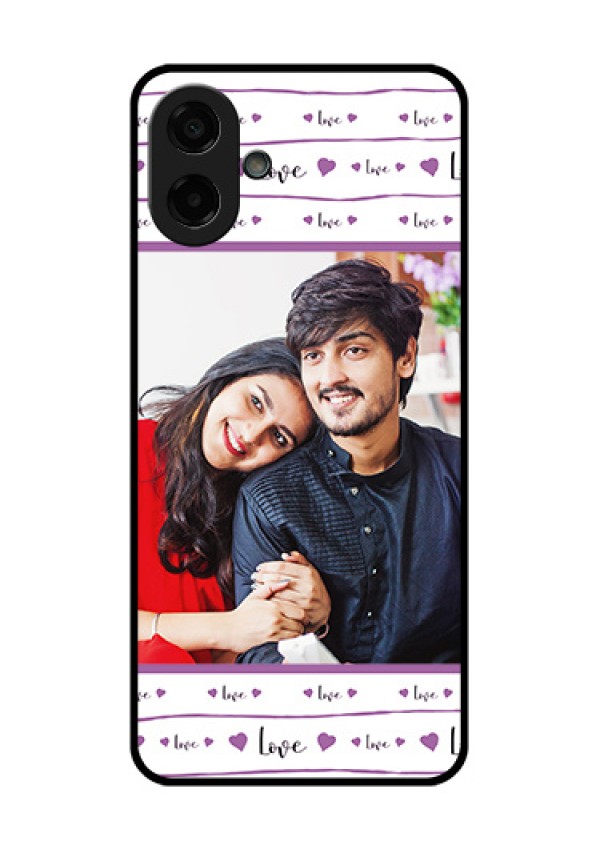 Samsung Galaxy M17e Custom Glass Phone Case - Couples Heart Design
