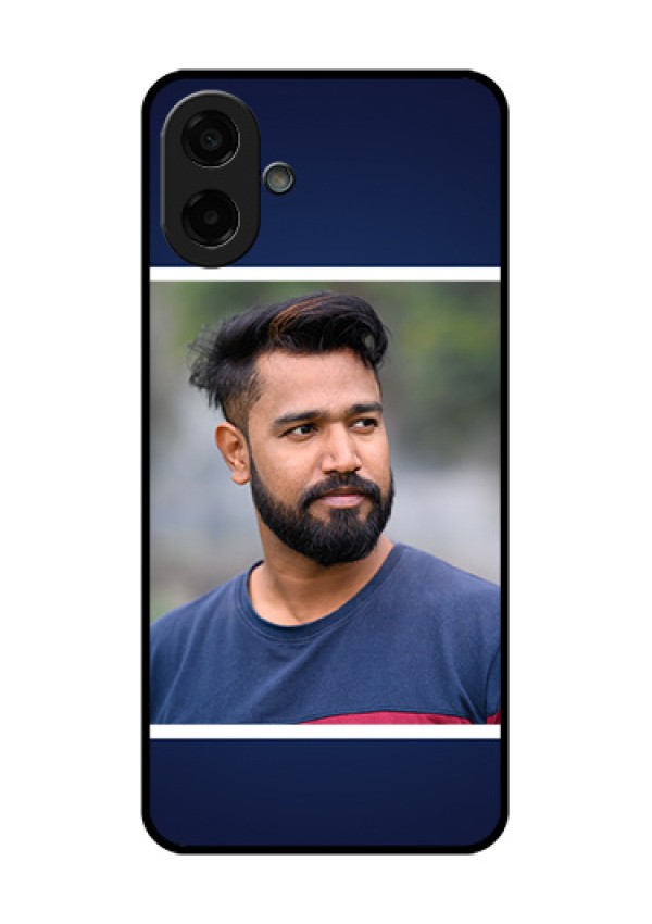 Samsung Galaxy M17e Custom Glass Phone Case - Simple Royal Blue Design