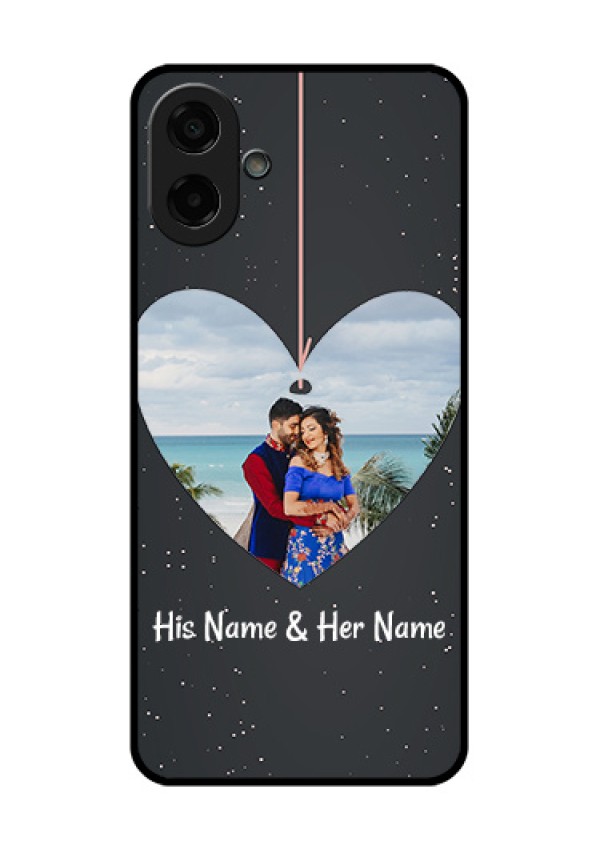 Samsung Galaxy M17e Custom Glass Phone Case - Hanging Heart Design