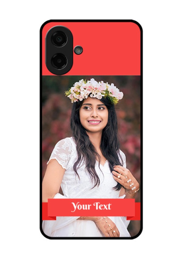 Samsung Galaxy M17e Custom Glass Phone Case - Simple Red Color Design