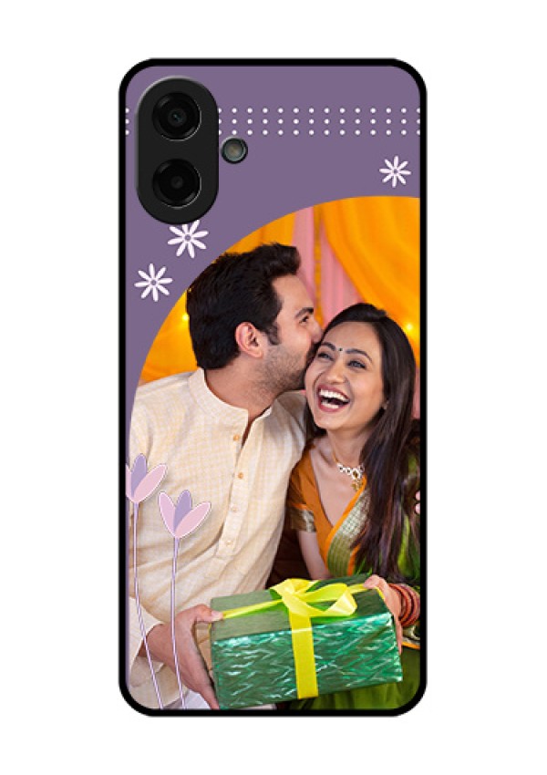 Samsung Galaxy M17e Custom Glass Phone Case - Lavender Flowers Design