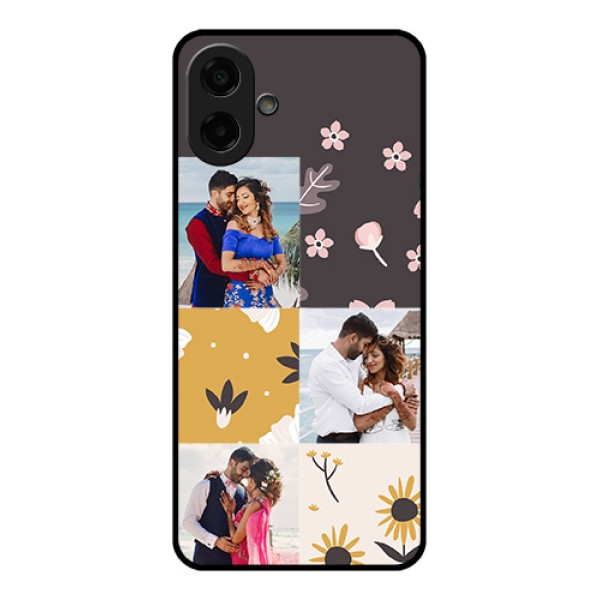 Samsung Galaxy M17e Custom Glass Phone Case - 3 Images With Floral Design Samsung Galaxy M17e Custom Glass Phone Case - 3 Images With Floral Design