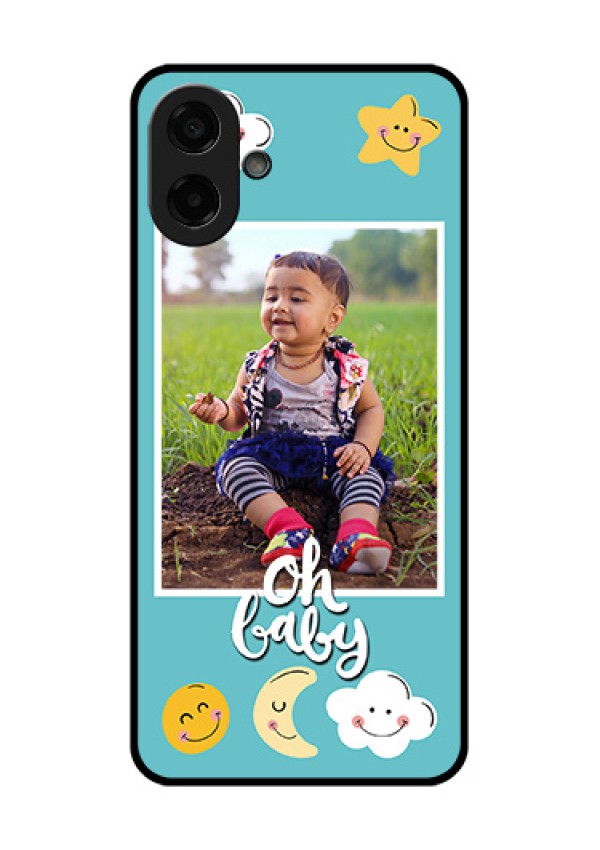 Samsung Galaxy M17e Custom Glass Phone Case - Smiley Kids Stars Design