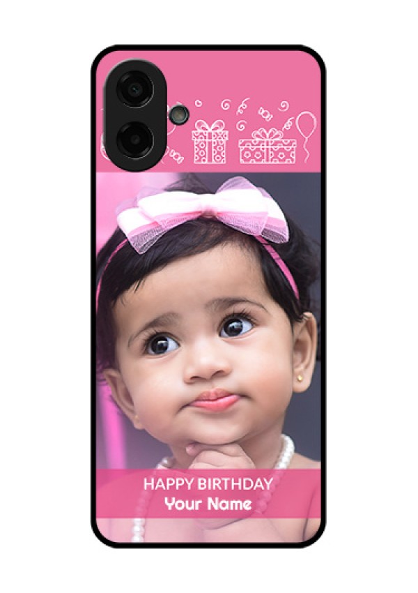 Samsung Galaxy M17e Custom Glass Phone Case - With Birthday Line Art Design