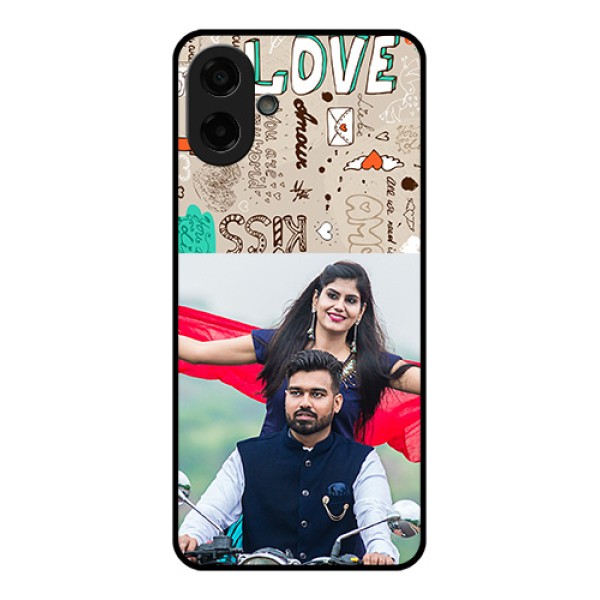 Samsung Galaxy M17e Custom Glass Phone Case - Love Doodle Pattern
