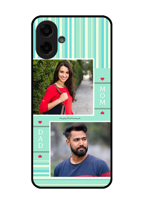 Samsung Galaxy M17e Custom Glass Phone Case - Mom & Dad Pic Design