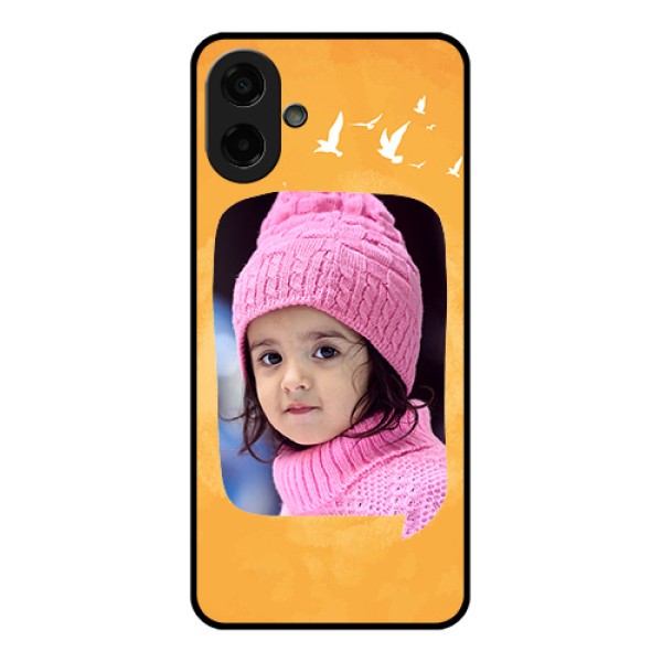 Samsung Galaxy M17e Custom Glass Phone Case - Water Color Design With Bird Icons Samsung Galaxy M17e Custom Glass Phone Case - Water Color Design With Bird Icons