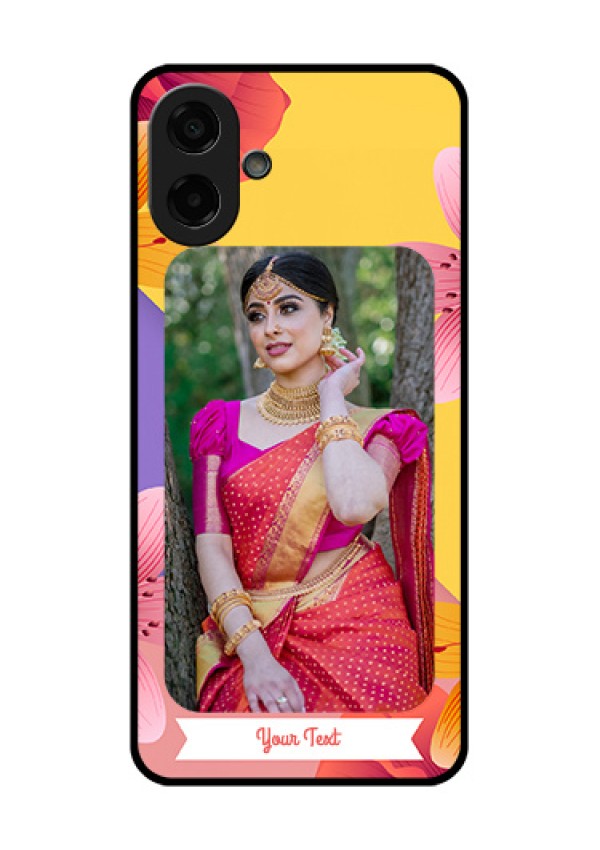 Samsung Galaxy M17e Custom Glass Phone Case - 3 Image With Vintage Floral Design