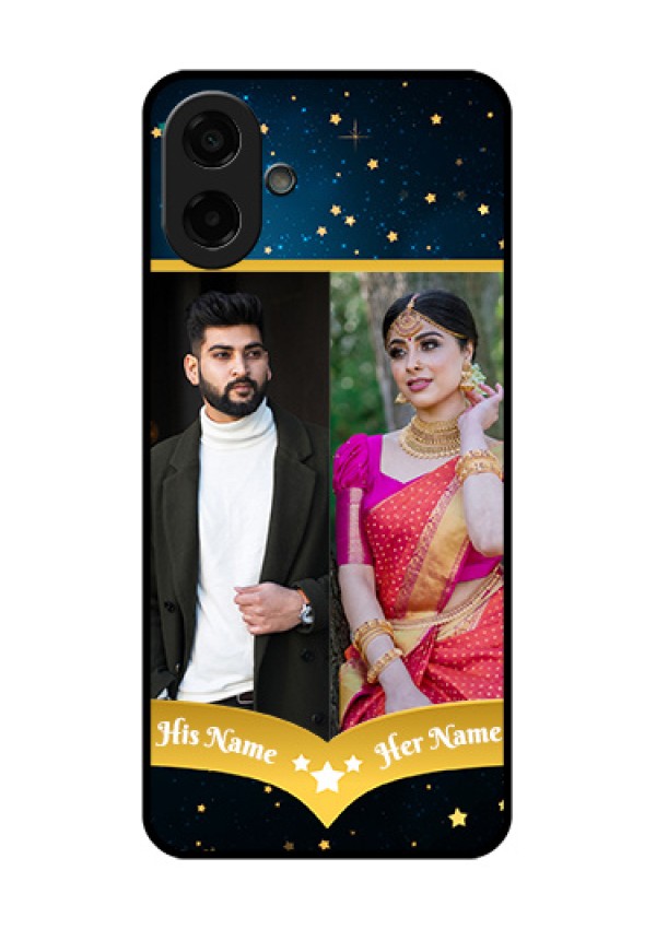 Samsung Galaxy M17e Custom Glass Phone Case - Galaxy Stars Backdrop Design