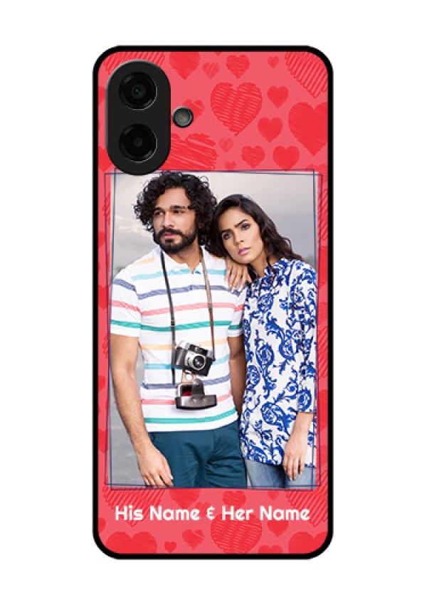 Samsung Galaxy M17e Custom Glass Phone Case - With Red Heart Symbols Design