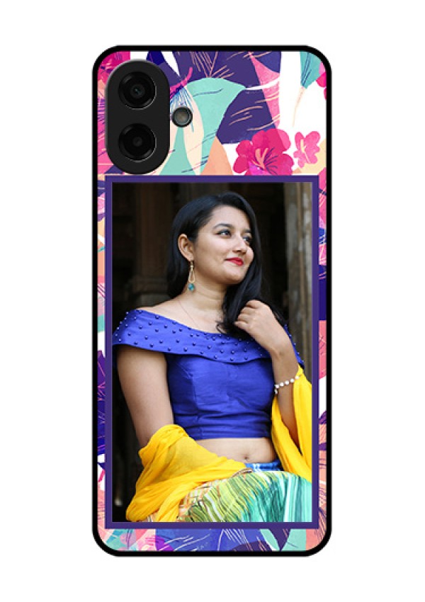 Samsung Galaxy M17e Custom Glass Phone Case - Abstract Floral Design