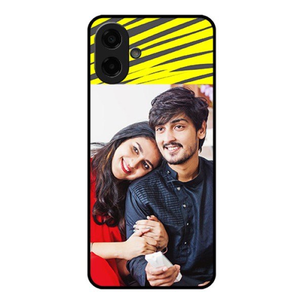 Samsung Galaxy M17e Custom Glass Phone Case - Yellow Abstract Design