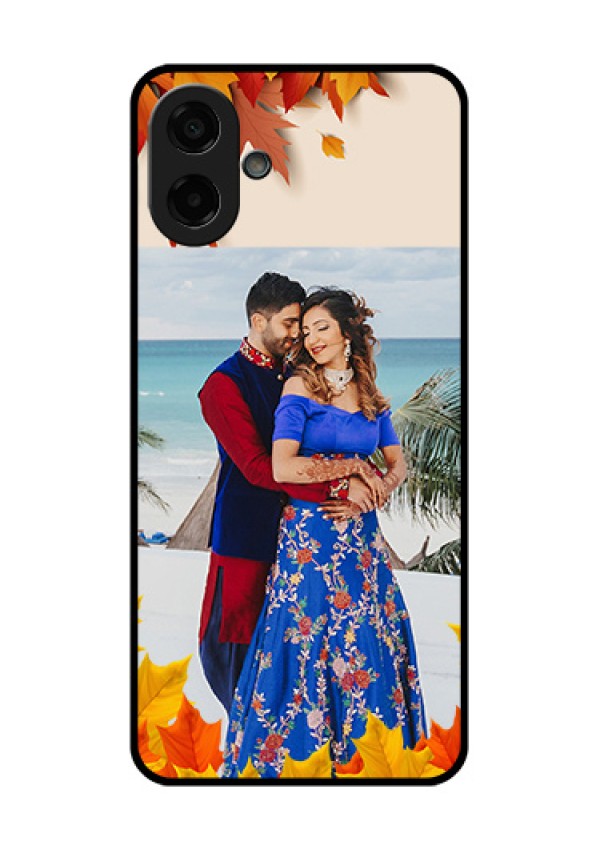 Samsung Galaxy M17e Custom Glass Phone Case - Autumn Maple Leaves Design