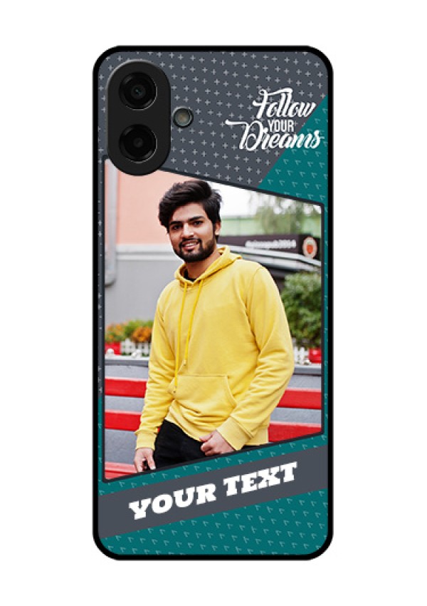 Samsung Galaxy M17e Custom Glass Phone Case - Background Pattern Design With Quote