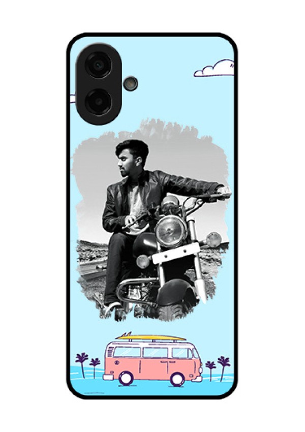 Samsung Galaxy M17e Custom Glass Phone Case - Travel & Adventure Design