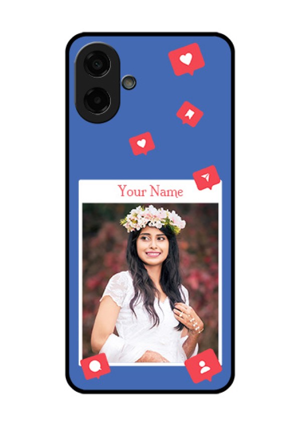 Samsung Galaxy M17e Custom Glass Phone Case - Like Share And Comment Design