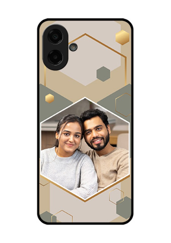 Samsung Galaxy M17e Custom Glass Phone Case - Stylish Hexagon Pattern Design