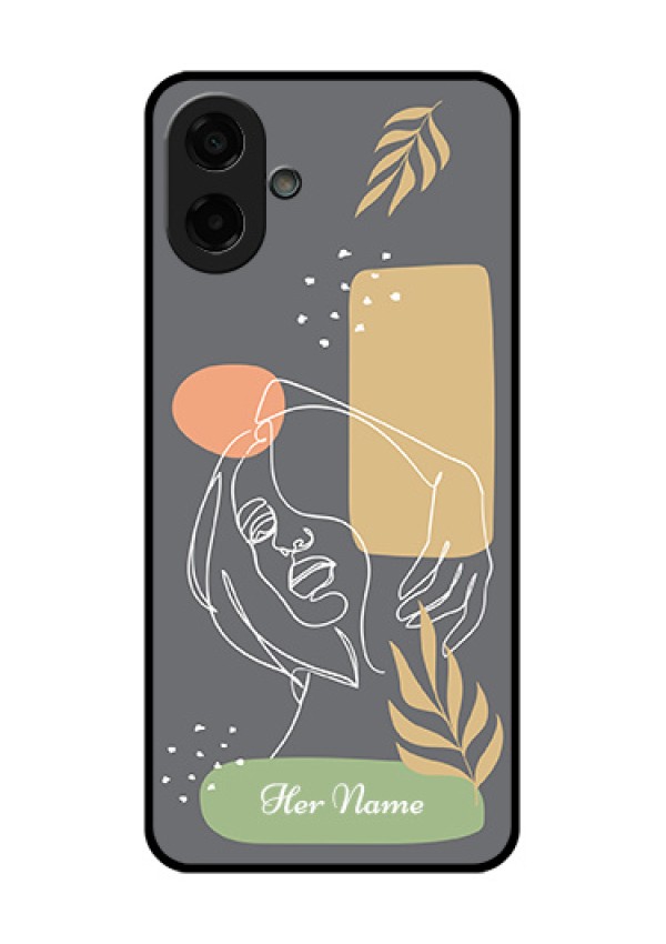 Samsung Galaxy M17e Custom Glass Phone Case - Gazing Woman Line Art Design