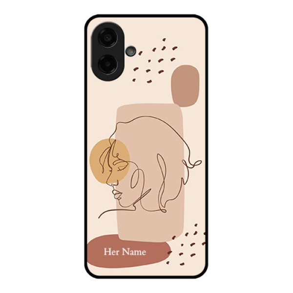 Samsung Galaxy M17e Custom Glass Phone Case - Calm Woman Line Art Design Samsung Galaxy M17e Custom Glass Phone Case - Calm Woman Line Art Design