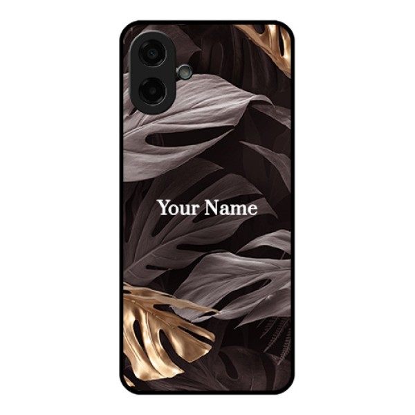 Samsung Galaxy M17e Custom Glass Phone Case - Wild Leaves Digital Paint Design