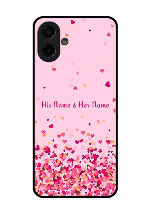 Samsung Galaxy M17e Custom Glass Phone Case - Floating Hearts Design
