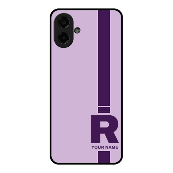 Samsung Galaxy M17e Custom Glass Phone Case - Simple Dual Tone Stripe With Name Design Samsung Galaxy M17e Custom Glass Phone Case - Simple Dual Tone Stripe With Name Design