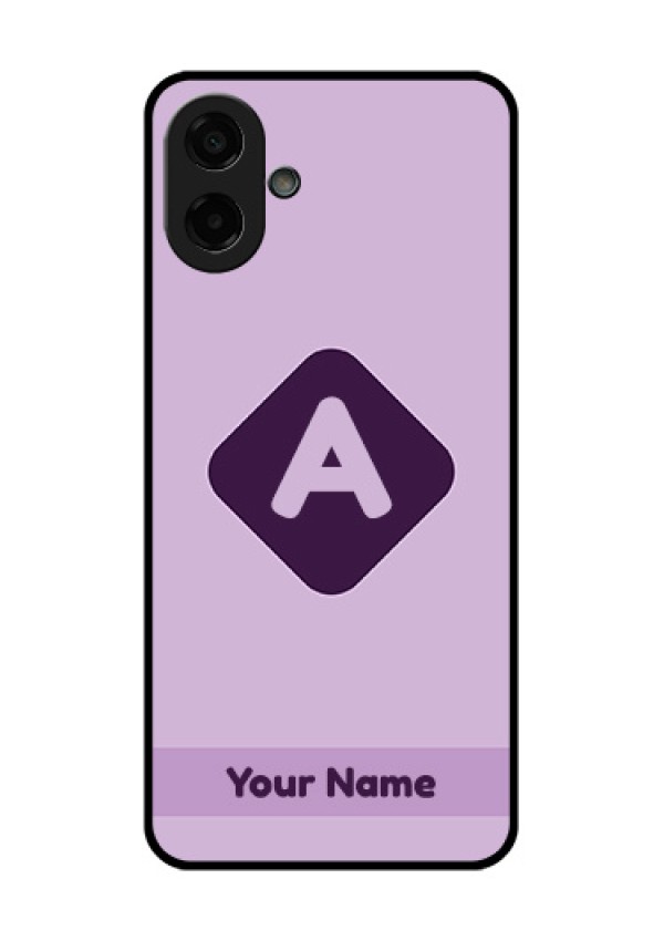 Samsung Galaxy M17e Custom Glass Phone Case - Custom Letter In Curved Badge Design
