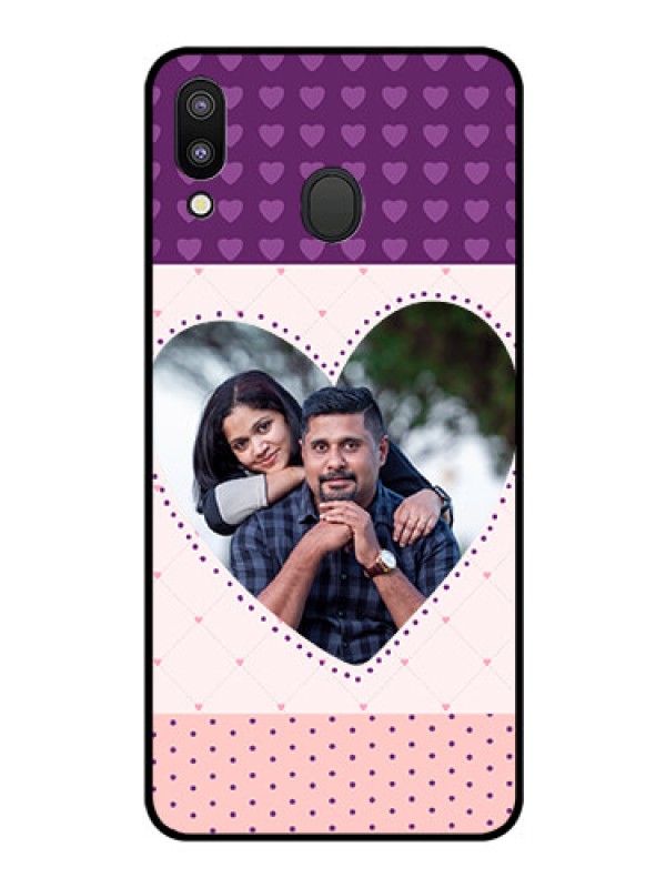 Custom Galaxy M20 Custom Glass Phone Case - Violet Love Dots Design