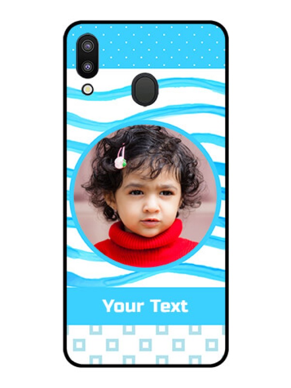 Custom Galaxy M20 Custom Glass Phone Case - Simple Blue Case Design