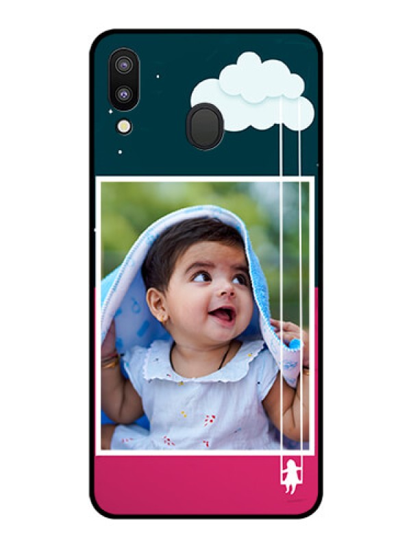 Custom Galaxy M20 Custom Glass Phone Case - Cute Girl with Cloud Design